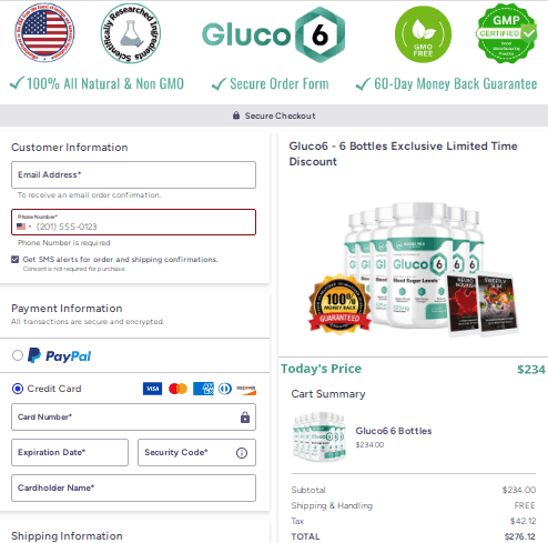 Gluco6 - Secure Checkout page